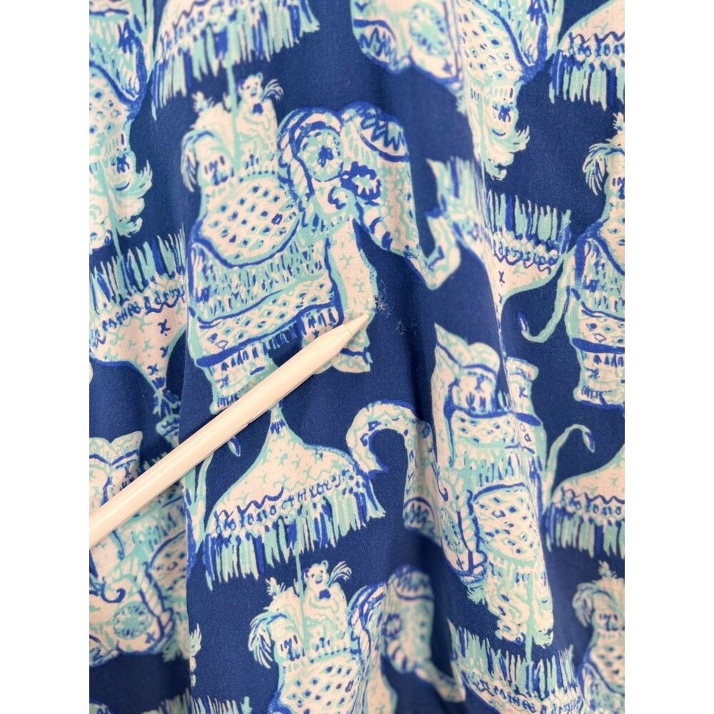 Lilly Pulitzer Womens Top Blue Martinique Elephant V Neck Blouse Casual Medium - Picture 8 of 13